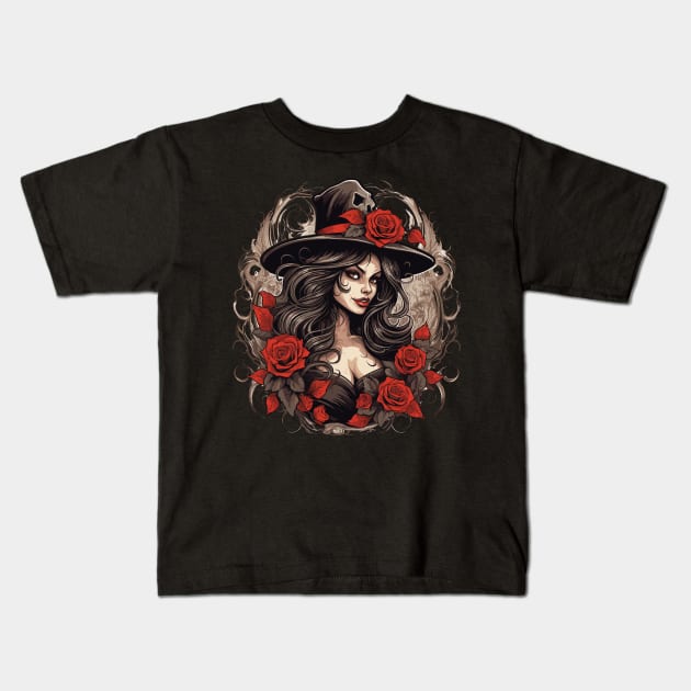 Beautiful Halloween Witch Kids T-Shirt by PaulJus